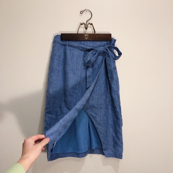 Blue midi pencil skirt with slit - Picture 2 of 2